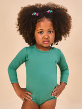 Carregar imagem no visualizador da galeria, Model Front: Uv Line Maillot De Bain Bébé Baby Longsleeve Swimsuit Deep Sea Upf50+