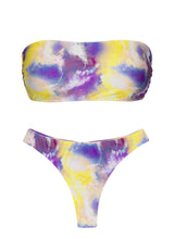 Carregar imagem no visualizador da galeria, Product Front: Rio De Sol Ensemble Set Tiedye-Purple Bandeau-Reto Fio