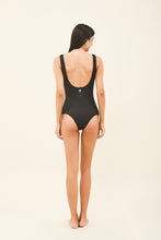 Carregar imagem no visualizador da galeria, Model Back: Uv Line Une Pièce Maio Swim Textura Preto Upf50+