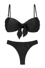Carregar imagem no visualizador da galeria, Product Front: Rio De Sol Ensemble Set Shimmer-Black Bandeau-No Nice-Fio