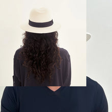 Carregar imagem no visualizador da galeria, Model Back: Uv Line Chapeau Panama Hat Shanghai Imp Uni White Black Upf50+