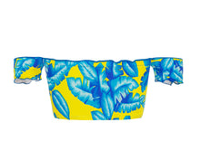 Carregar imagem no visualizador da galeria, Product Back: Rio De Sol Haut Top Palmeira Azul Off Shoulder