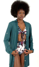 Carregar imagem no visualizador da galeria, Product Front: Uv Line Chemise Shirtdress Copenhagen Petroleo Upf50+