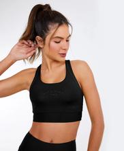 Carregar imagem no visualizador da galeria, Model Front: Alto Giro Fitness Haut Top Hyper Nadador Com Frisos Preto