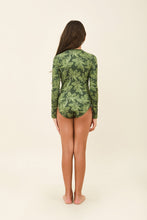 Carregar imagem no visualizador da galeria, Model Back: Uv Line Une Pièce Fille Girl Macae Folhagem Verde Upf50+