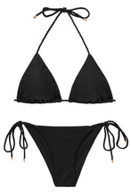 Carregar imagem no visualizador da galeria, Product Front: Rio De Sol Ensemble Set Shimmer-Black Tri-Rope Cheeky-Rope