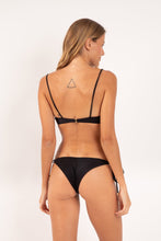 Carregar imagem no visualizador da galeria, Model Back: Rio De Sol Ensemble Set Shimmer-Black Balconet-Tie Cheeky-Tie-Gold