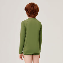 Carregar imagem no visualizador da galeria, Model Back: Uv Line T-Shirt Longsleeve Uvrpo Inf Verde Militar Upf50+
