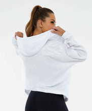 Carregar imagem no visualizador da galeria, Model Back: Alto Giro Fitness Haut Jaqueta Tecnospan Recortes Branco