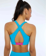 Carregar imagem no visualizador da galeria, Model Back: Alto Giro Fitness Haut Top Hyper Costas Cruzadas Azul Scuba