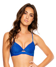 Carregar imagem no visualizador da galeria, Model Front: Luli Fama Haut Top Peek A Boo Stardust Royal Blue