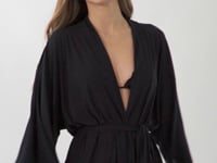 Carregar e reproduzir vídeo no visualizador da Galeria, Video: Rio De Sol Robe De Plage Black Kimono