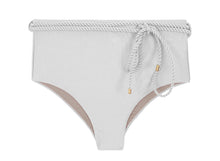 Carregar imagem no visualizador da galeria, Product Front: Rio De Sol Bas Bottom Shimmer-White Belted-High-Waist