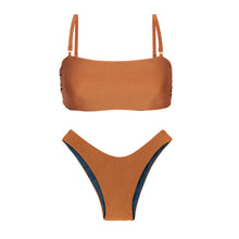Carregar imagem no visualizador da galeria, Product Front: Rio De Sol Ensemble Set Nocciola Bandeau-Reto High-Leg