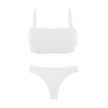 Carregar imagem no visualizador da galeria, Product Front: Rio De Sol Ensemble Set Sand-White Bandeau-Reto Nice-Fio
