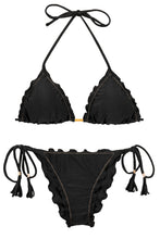 Carregar imagem no visualizador da galeria, Product Front: Rio De Sol Ensemble Set Shimmer-Black Frufru