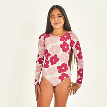 Carregar imagem no visualizador da galeria, Model Front: Uv Line Une Pièce Fille Swimsuit Flores Upf50+