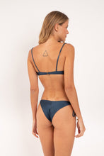 Carregar imagem no visualizador da galeria, Model Back: Rio De Sol Ensemble Set Shimmer-Shark Balconet-Tie Cheeky-Tie-Gold
