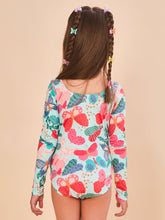 Carregar imagem no visualizador da galeria, Model Back: Uv Line Une Pièce Fille Swimsuit Girl Borboletinha Upf50+
