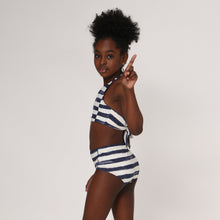 Carregar imagem no visualizador da galeria, Model Back: Uv Line Deux Pièces Fille Bikini Set Listras Upf50+
