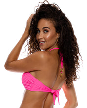 Carregar imagem no visualizador da galeria, Model Back: Luli Fama Haut Top Drawstring Diamond Girl Shocking Pink
