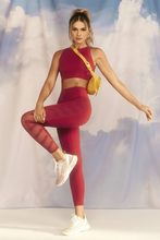 Carregar imagem no visualizador da galeria, Image 03: Alto Giro Fitness Bas Legging Hyper Bordado Lateral Vermelho Power
