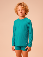 Carregar imagem no visualizador da galeria, Gallery: Uv Line T-Shirt Longsleeve Uvpro Kids Green Sea Upf50+
