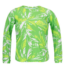 Carregar imagem no visualizador da galeria, Product Front: Rio De Sol Haut Top Green-Palms Rash-Guard
