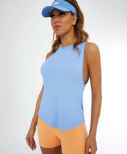 Carregar imagem no visualizador da galeria, Image 02: Alto Giro Fitness Haut Regata Skin Fit Costas C/ Recorte Tule Azul Soft
