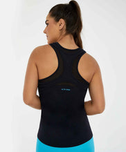 Carregar imagem no visualizador da galeria, Image 04: Alto Giro Fitness Haut Regata Skin Fit Tule E Laser Preto
