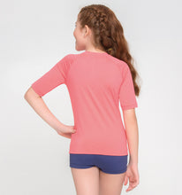 Carregar imagem no visualizador da galeria, Model Back: Uv Line T-Shirt T-Shirt Uvpro Kids Coral Upf50+
