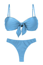 Carregar imagem no visualizador da galeria, Product Front: Rio De Sol Ensemble Set Shimmer-Baltic-Sea Bandeau-Knot Nice-Fio
