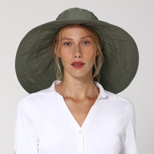 Carregar imagem no visualizador da galeria, Model Front: Uv Line Chapeau Souple/Capeline Hat Beverly Hills I18 Fem Green Militar Upf50+
