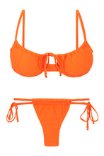 Carregar imagem no visualizador da galeria, Product Front: Rio De Sol Ensemble Set Dots-Orange Balconet-Tie Pipa
