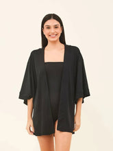 Carregar imagem no visualizador da galeria, Gallery: Uv Line Robe De Plage Kimono Color Black Upf50+
