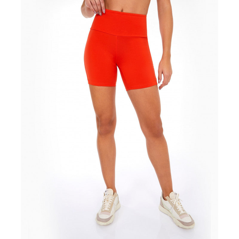 Model Front: Alto Giro Fitness Bas Bermuda Supplex Fusao Laranja Fast