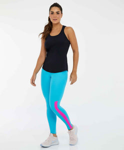 Model Front: Alto Giro Fitness Haut Regata Skin Fit Tule E Laser Preto