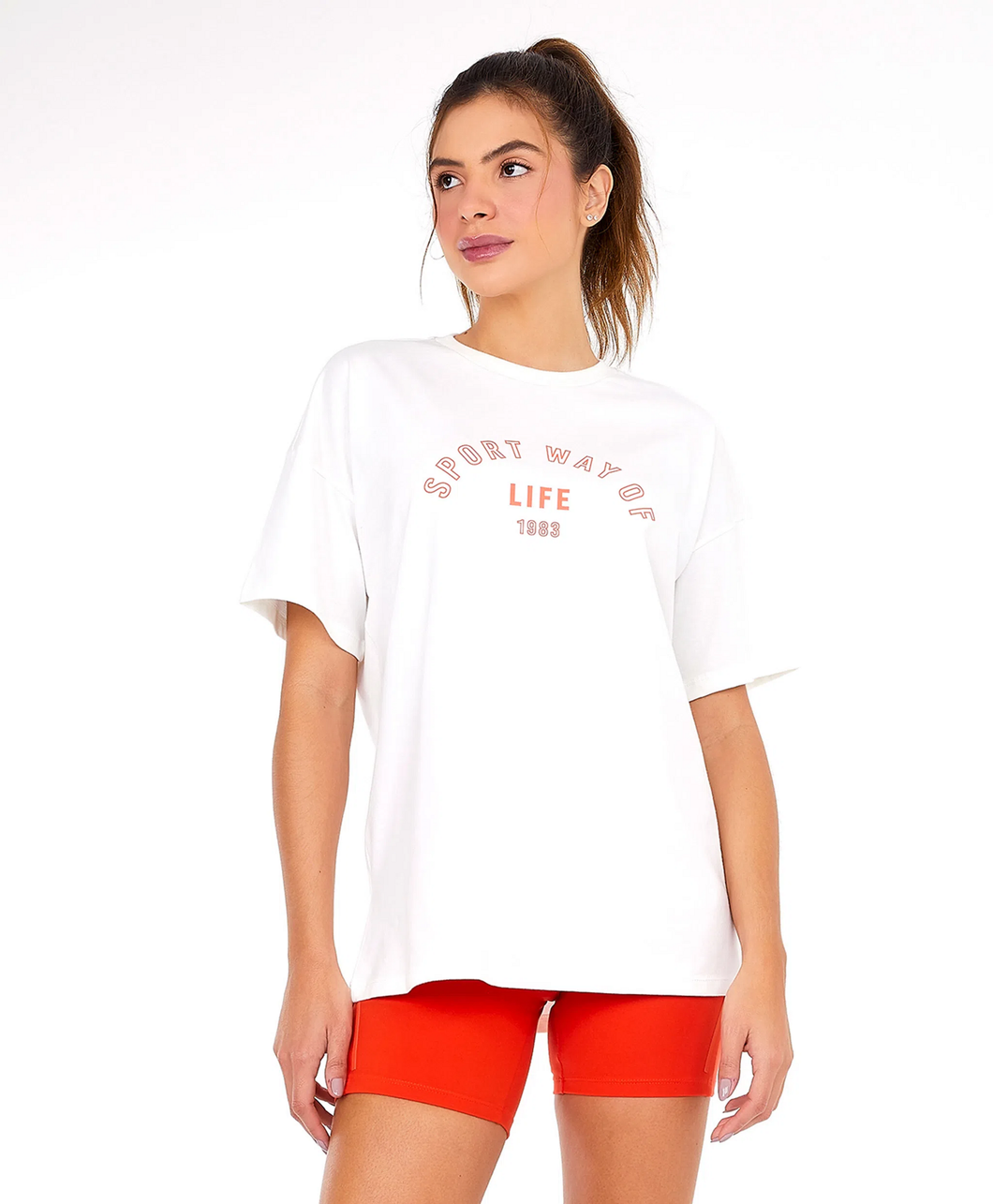 Model Front: Alto Giro Fitness Haut T-Shirt Eco Nature Start Off White