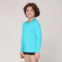 Carregar imagem no visualizador da galeria, Camiseta Kids Uvpro ML Azul Piscina UPF50+
