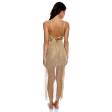 Carregar imagem no visualizador da galeria, Cross Halter Long Fringe Dress Gold Rush
