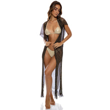 Carregar imagem no visualizador da galeria, Image 05: Luli Fama Vêtement De Plage Long Caftan Siren Dream Black Gold
