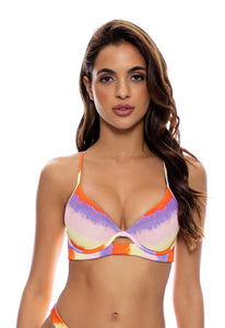 Model Front: Luli Fama Haut Top Underwire Miami Sunsets