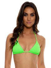 Carregar imagem no visualizador da galeria, Model Front: Luli Fama Haut Top Wavy Ruched Que Sera Sera Neon Lime
