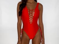 Carregar e reproduzir vídeo no visualizador da Galeria, Video: Luli Fama Une Pièce Bodysuit Hot Tropics Red
