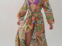 Carregar e reproduzir vídeo no visualizador da Galeria, Video: Rio De Sol Vêtement De Plage Tropical Long Dress Verona
