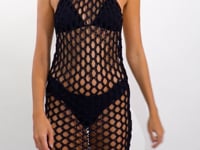 Carregar e reproduzir vídeo no visualizador da Galeria, Video: Rio De Sol Midi Dress Black Serena Dress
