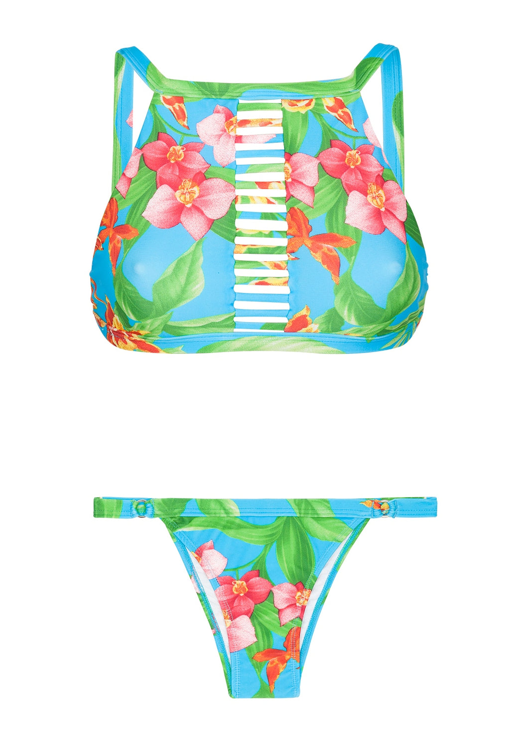 Product Front: Rio De Sol Ensemble Aloha Cropped Tiras