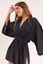 Carregar imagem no visualizador da galeria, Image 05: Rio De Sol Robe De Plage Black Kimono
