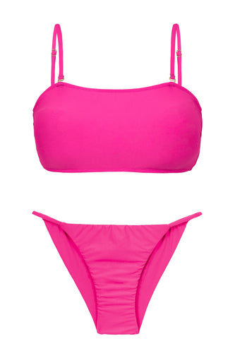 Product Front: Rio De Sol Ensemble Set Amaranto Bandeau-Reto Cheeky-Fixa