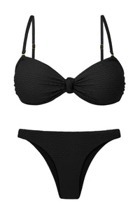 Product Front: Rio De Sol Ensemble Set Bora-Black Bandeau-Joy Leblon